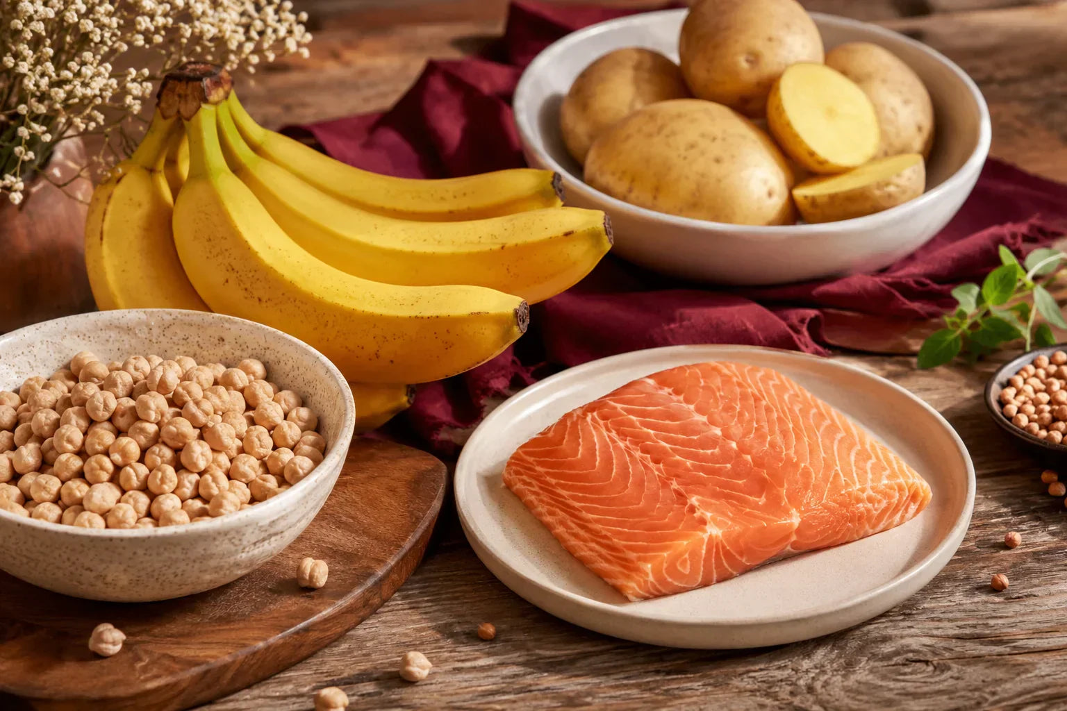 Aliments riches en vitamine B6 sur une table