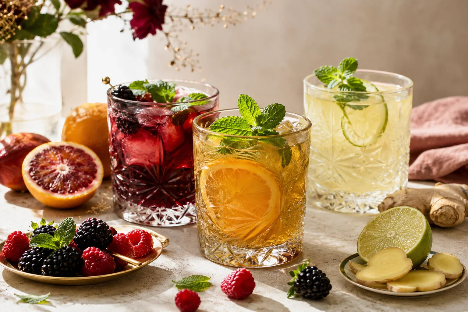 Boissons énergisantes naturelles maison avec fruits frais et gingembre
